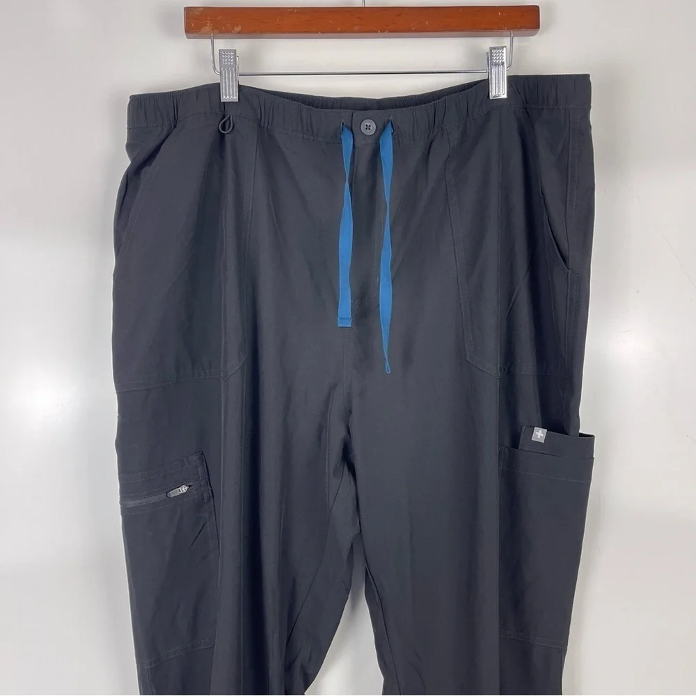 NEW FIGS Scrubs Cairo FREEx Lined Cargo Scrub Pants Men's Size 2XL TALL Black